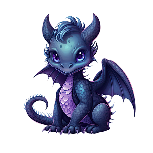 Bügelbild "Drache dunkelblau-lila" in 6 verschiedenen Größen