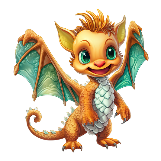 Bügelbild "Drache hellorange" in 6 verschiedenen Größen