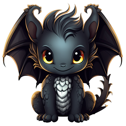 Bügelbild "Drache schwarz 2" in 6 verschiedenen Größen