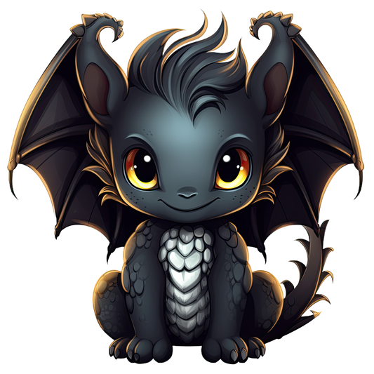 Bügelbild "Drache schwarz 2" in 6 verschiedenen Größen