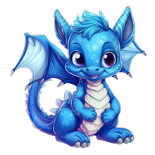 Lade das Bild in den Galerie-Viewer, Bügelbild &quot;Drache blau 2&quot; in 6 verschiedenen Größen
