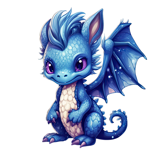 Bügelbild "Drache blau 3" in 6 verschiedenen Größen