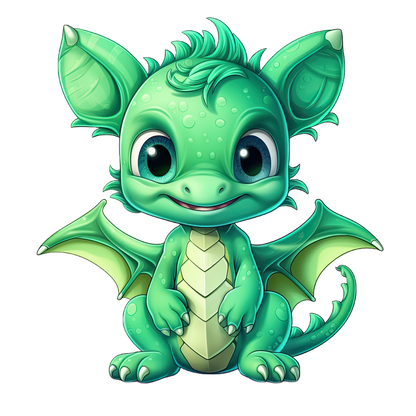 Bügelbild "Drache grün 1" in 6 verschiedenen Größen
