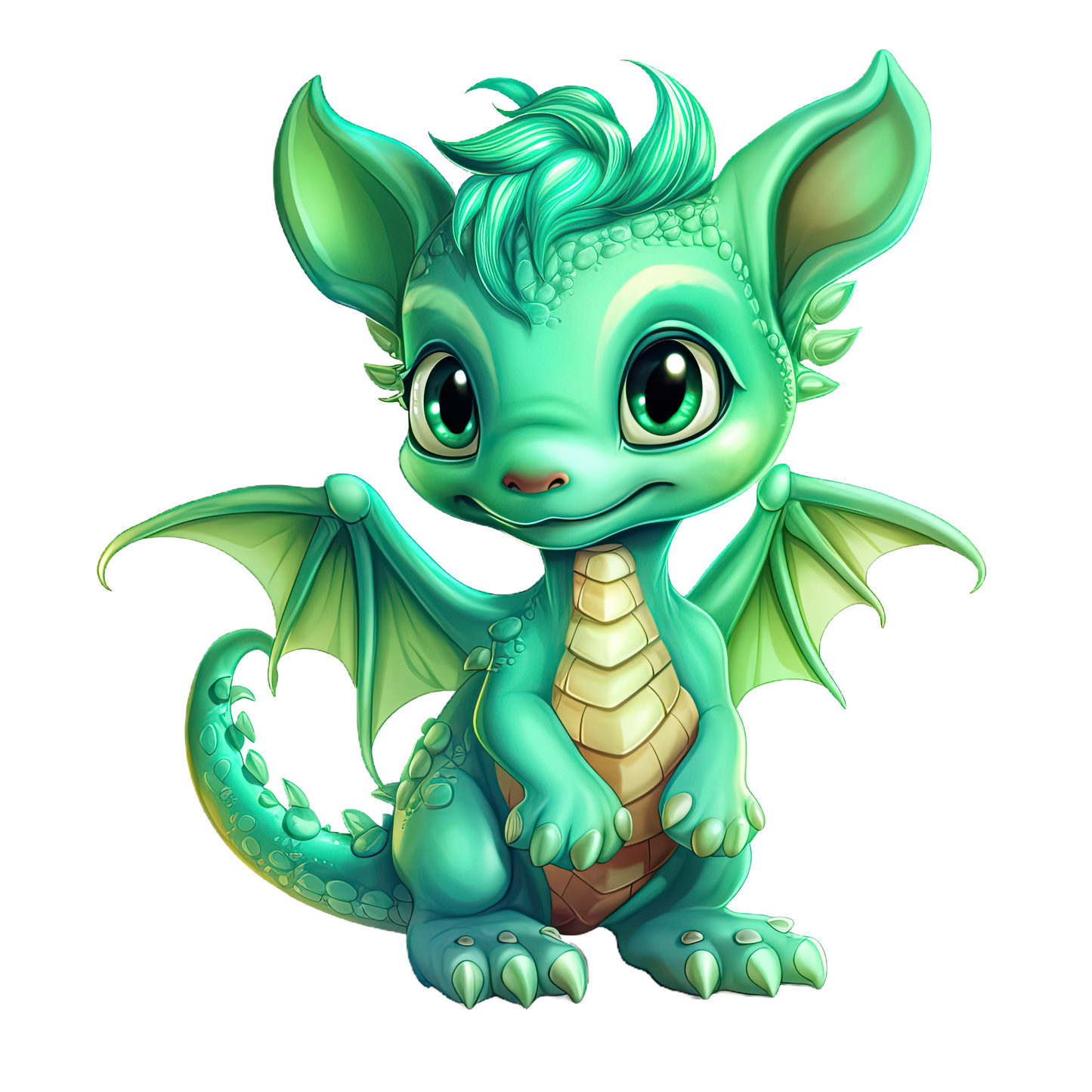 Bügelbild "Drache grün 2" in 6 verschiedenen Größen