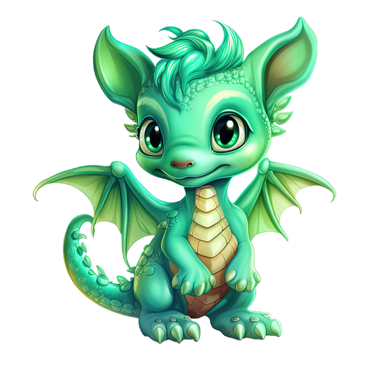 Bügelbild "Drache grün 2" in 6 verschiedenen Größen