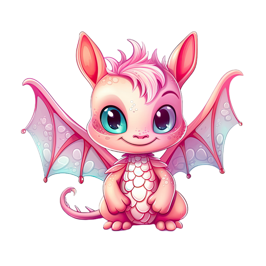 Bügelbild "Drache rosa" in 6 verschiedenen Größen