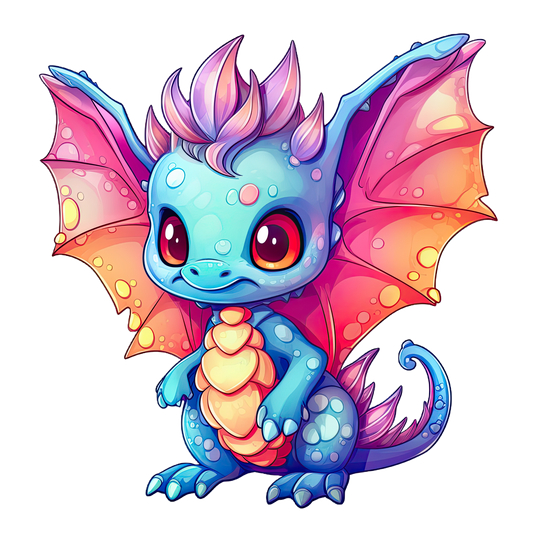 Bügelbild "Drache blau-orange" in 6 verschiedenen Größen