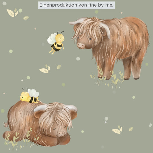 Stoffübersicht „Highland Cow olive“