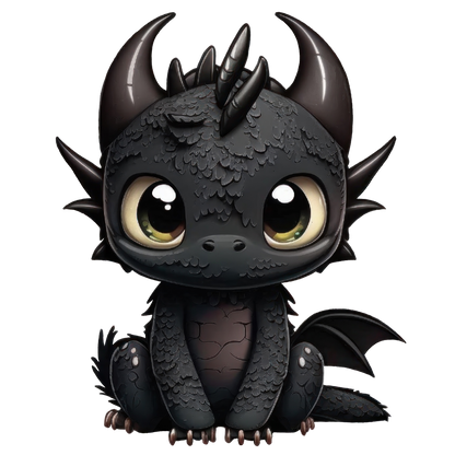 Bügelbild "Drache schwarz 4" in 6 verschiedenen Größen