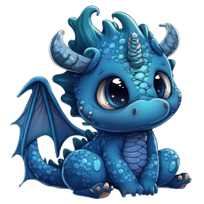 Bügelbild "Drache blau 4" in 6 verschiedenen Größen