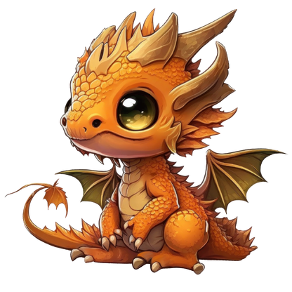 Bügelbild "Drache orange" in 6 verschiedenen Größen