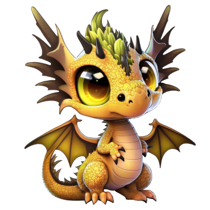 Bügelbild "Drache gelb-grün" in 6 verschiedenen Größen