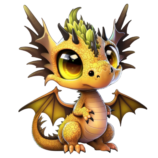 Bügelbild "Drache gelb-grün" in 6 verschiedenen Größen