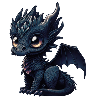 Bügelbild "Drache schwarz 3" in 6 verschiedenen Größen