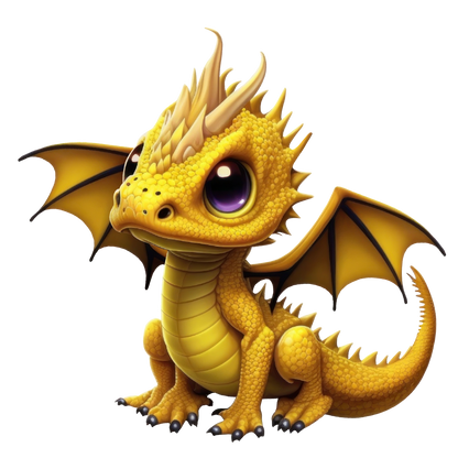 Bügelbild "Drache gelb" in 6 verschiedenen Größen