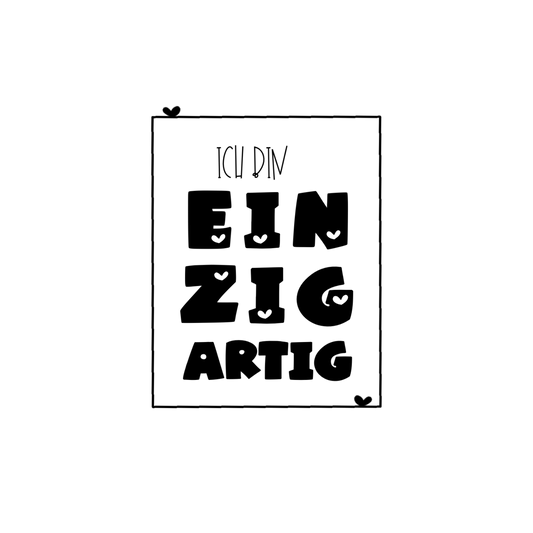 Bügelbild "Einzigartig" in 6 verschiedenen Größen
