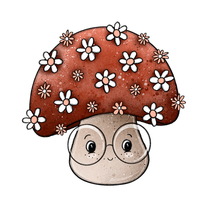 Bügelbild "Pilz mit Blumen" in 6 verschiedenen Größen