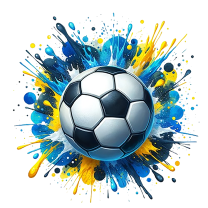 Bügelbild "Fußball blau gelb" in 6 verschiedenen Größen