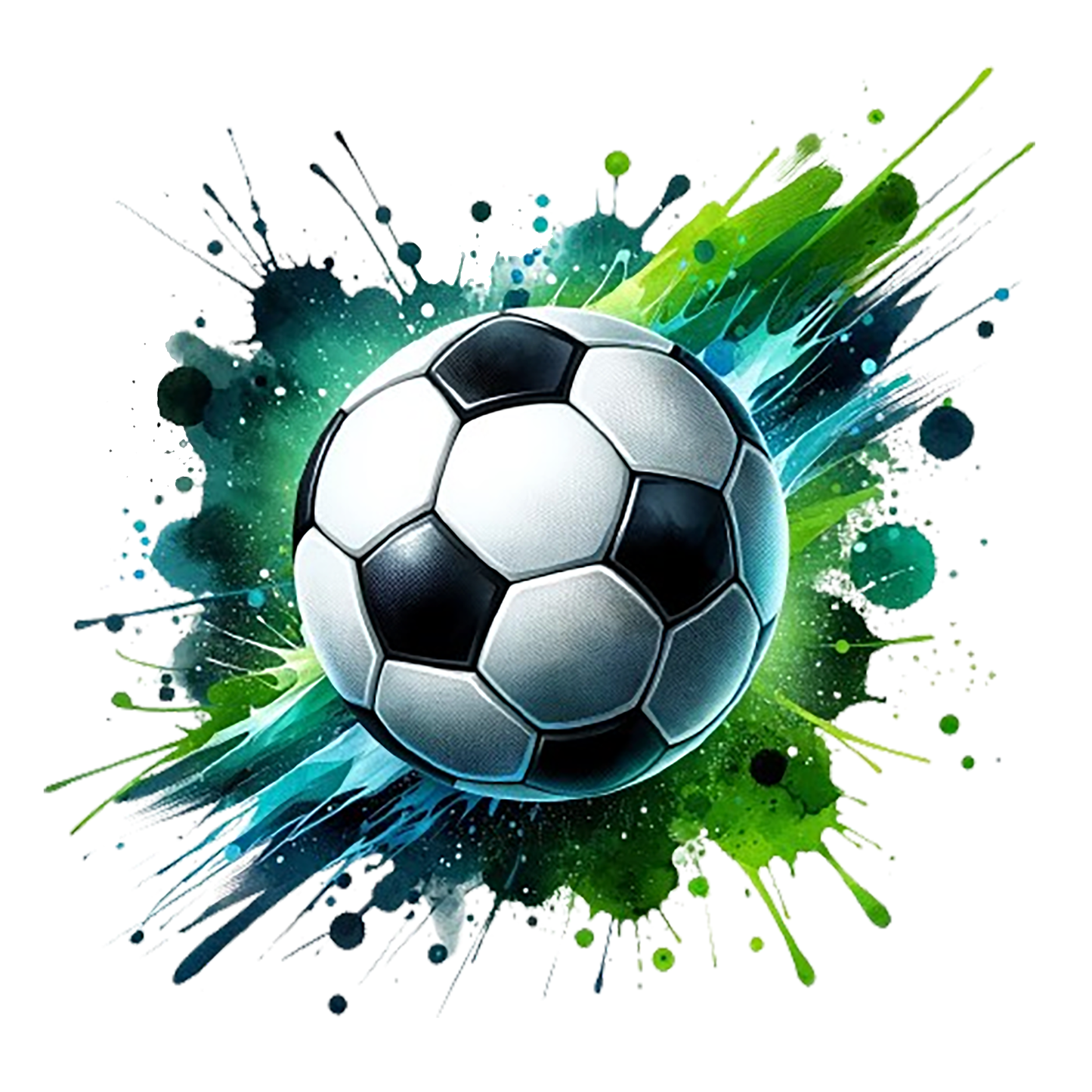 Bügelbild "Fußball blau grün" in 6 verschiedenen Größen