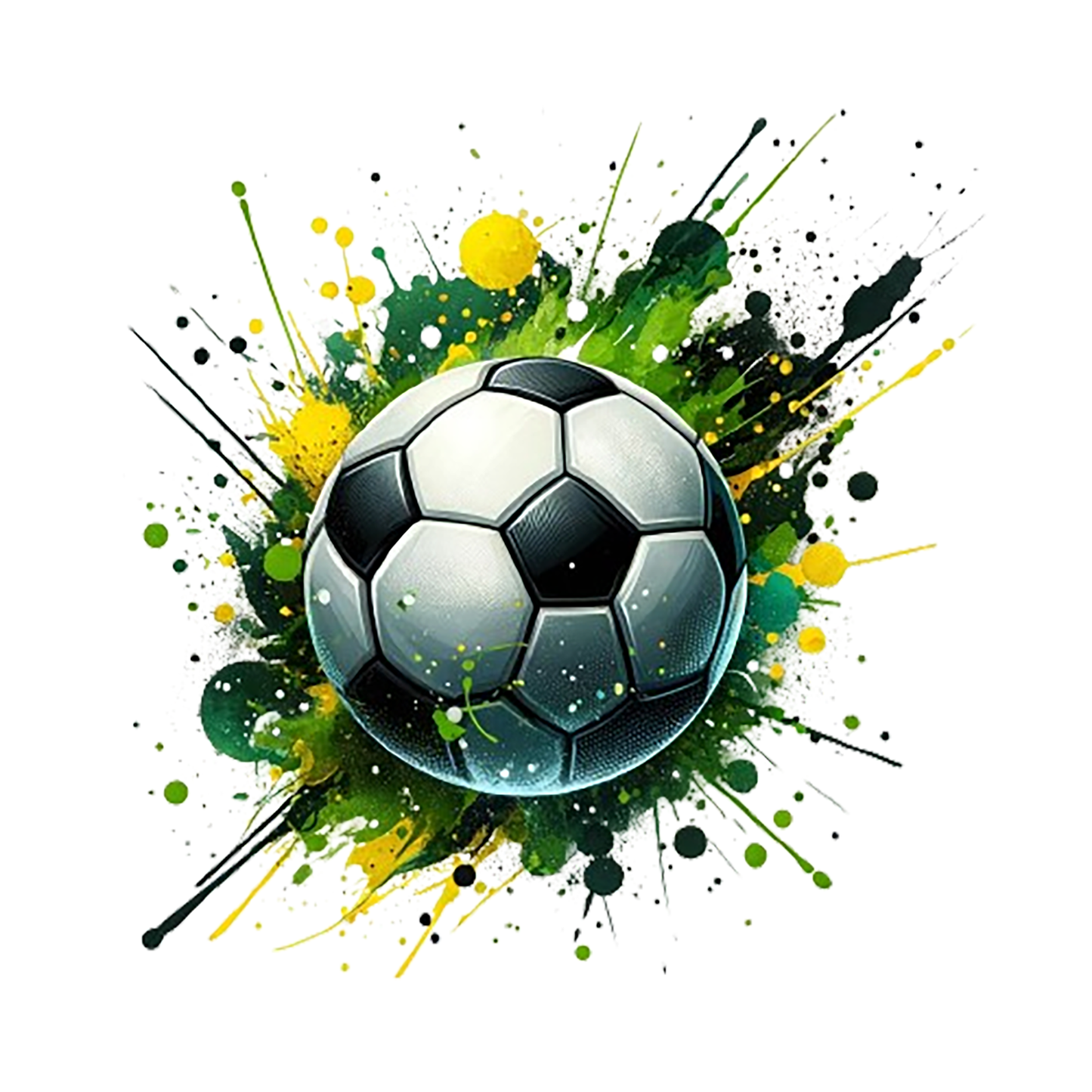 Bügelbild "Fußball gelb grün" in 6 verschiedenen Größen