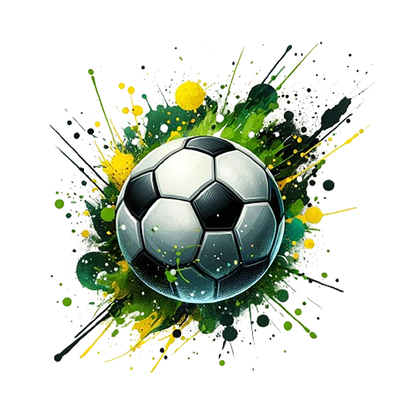 Bügelbild "Fußball gelb grün" in 6 verschiedenen Größen
