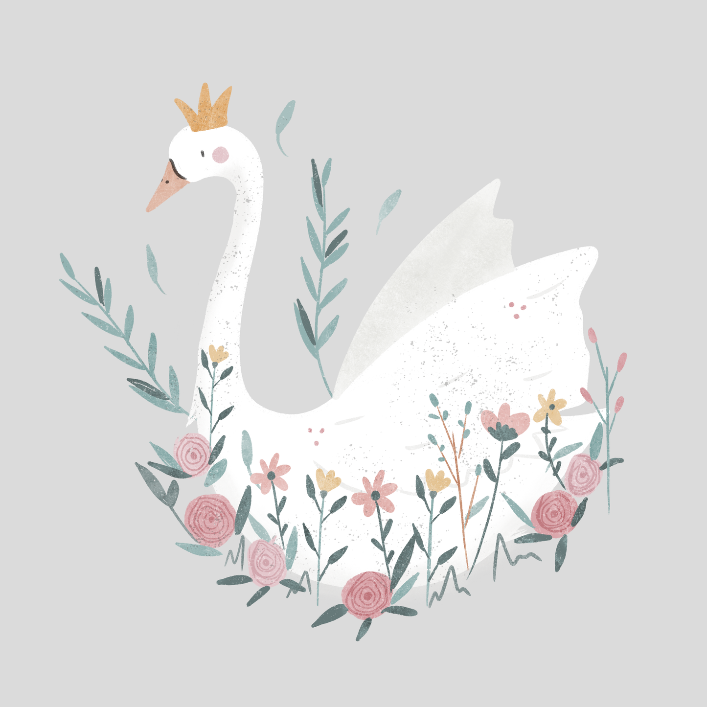 Bügelbild "Floral Swan" in 6 verschiedenen Größen