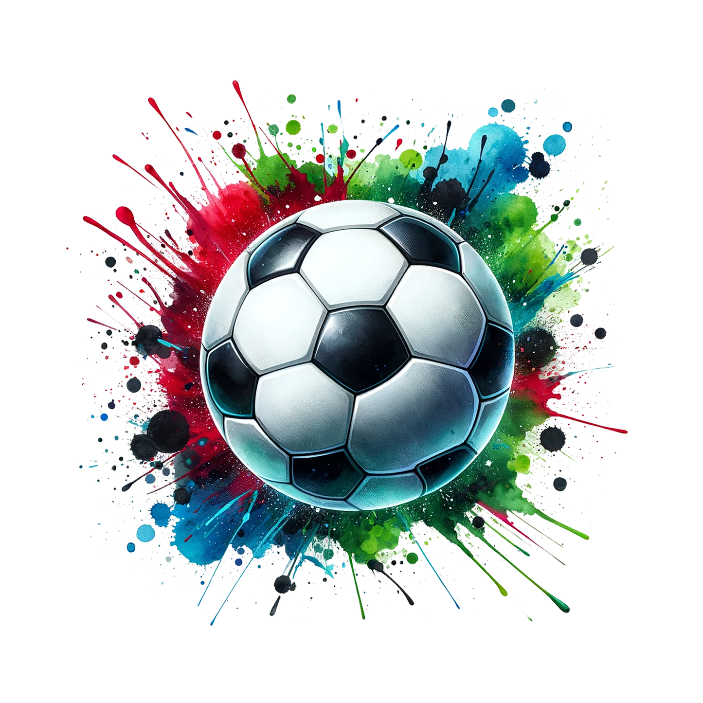 Bügelbild "Fußball rot grün blau" in 6 verschiedenen Größen