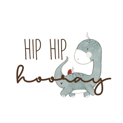 Bügelbild "Hip Hip Hooray Dino" in 6 verschiedenen Größen