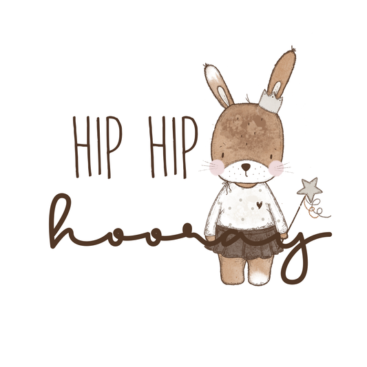 Bügelbild "Hip Hip Hooray Hase" in 6 verschiedenen Größen