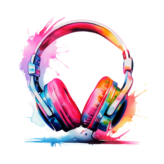 Bügelbild "Colourful Headphones" in 6 verschiedenen Größen