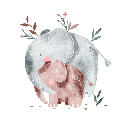 Bügelbild "Mom and Baby Elephant" in 6 verschiedenen Größen