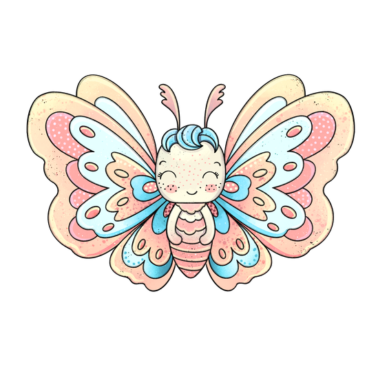 Bügelbild "Lächelnder Schmetterling bunt" in 6 verschiedenen Größen