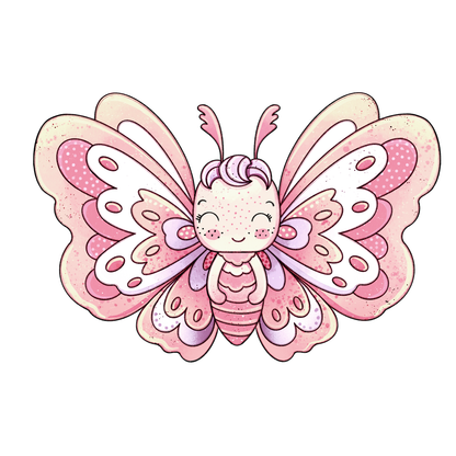 Bügelbild "Lächelnder Schmetterling pink" in 6 verschiedenen Größen