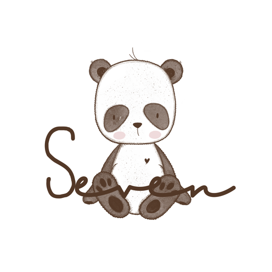 Bügelbild "Geburtstagszahl Seven Panda" in 6 verschiedenen Größen