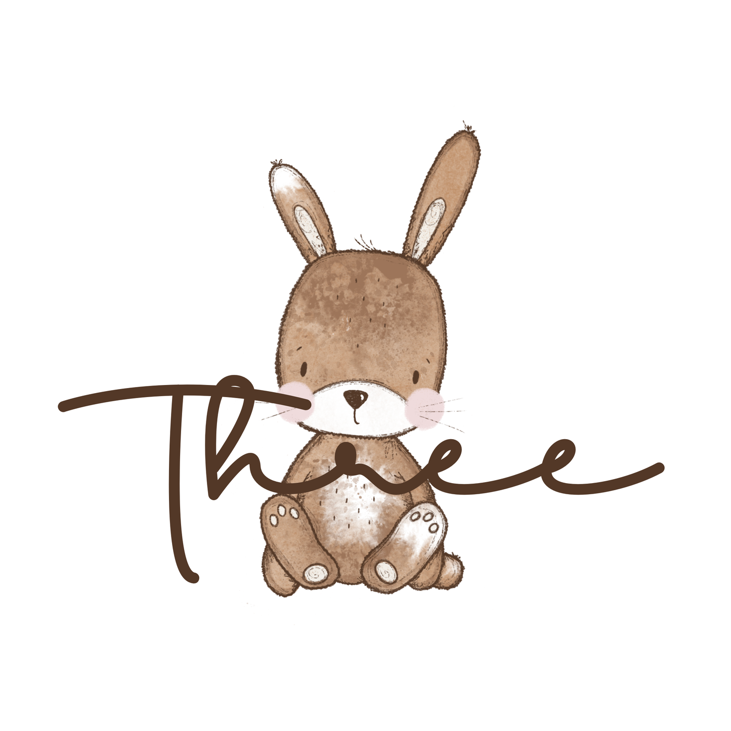 Bügelbild "Geburtstagszahl Three Hase" in 6 verschiedenen Größen