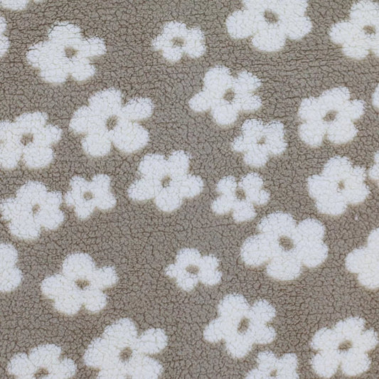 Teddystoff Blumen dunkelbeige