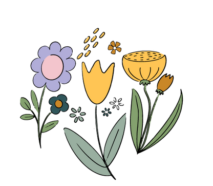 Bügelbild "Frühjahrsblumen" in 6 verschiedenen Größen