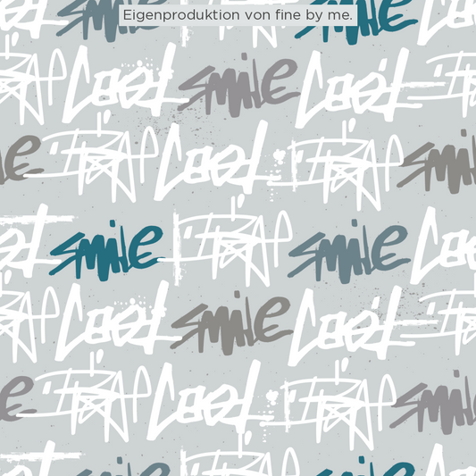 Lagerware: Bio Jersey „Graffiti“ exklusive Eigenproduktion Bio Jersey, 95% Baumwolle, 5% Elasthan, 210g/m², Länge: