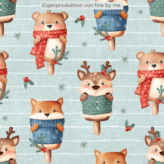 Lagerware: Bio-Jersey „Winter Lollies sky“, exklusive Eigenproduktion