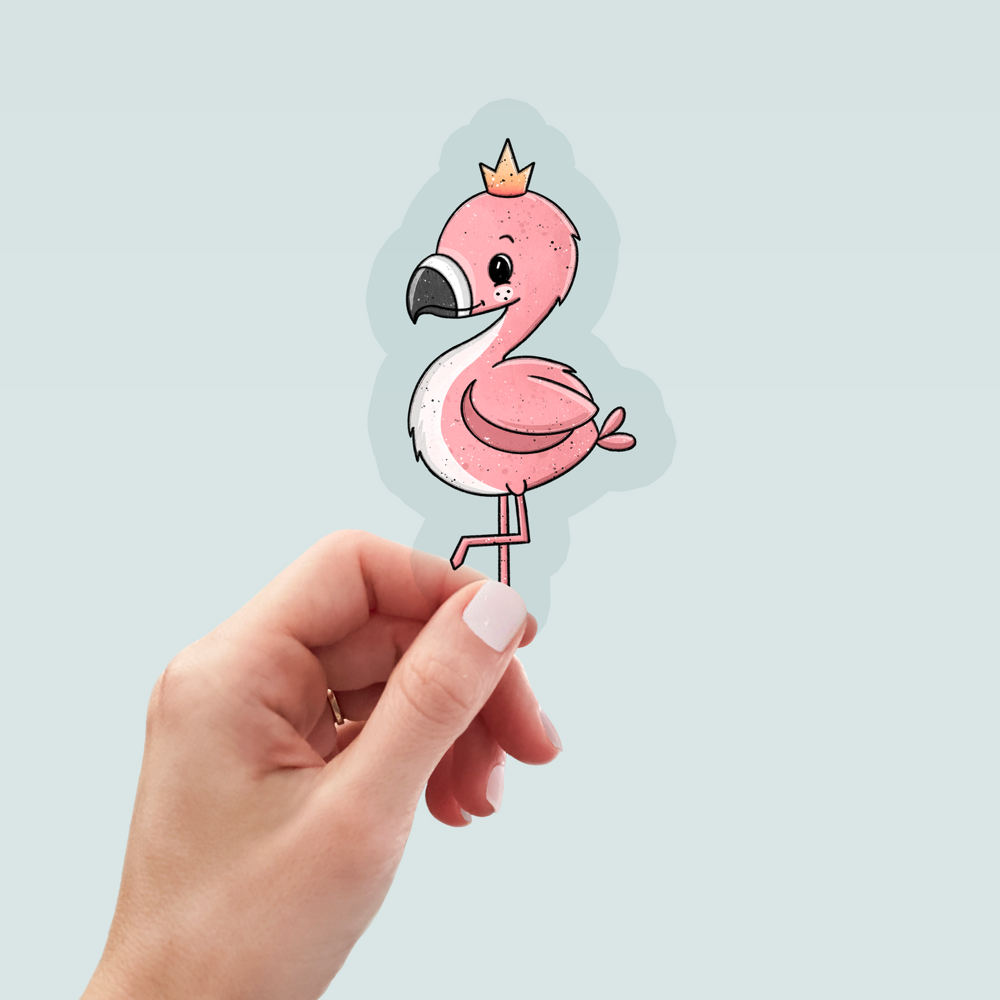 Bügelbild "Flamingo mit Krone" in 6 verschiedenen Größen