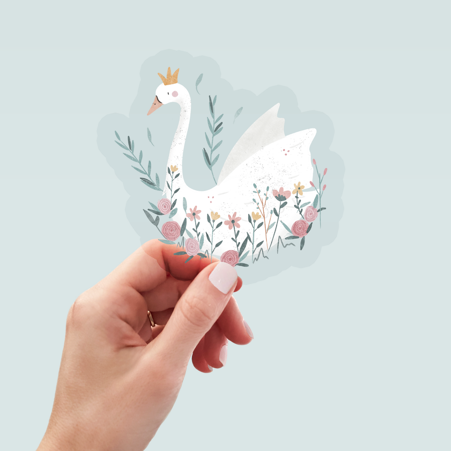 Bügelbild "Floral Swan" in 6 verschiedenen Größen
