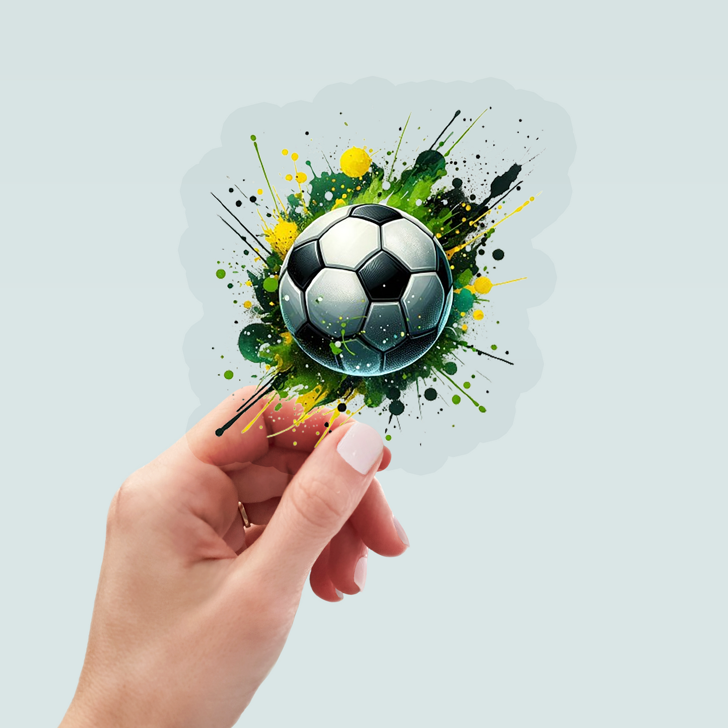 Bügelbild "Fußball gelb grün" in 6 verschiedenen Größen