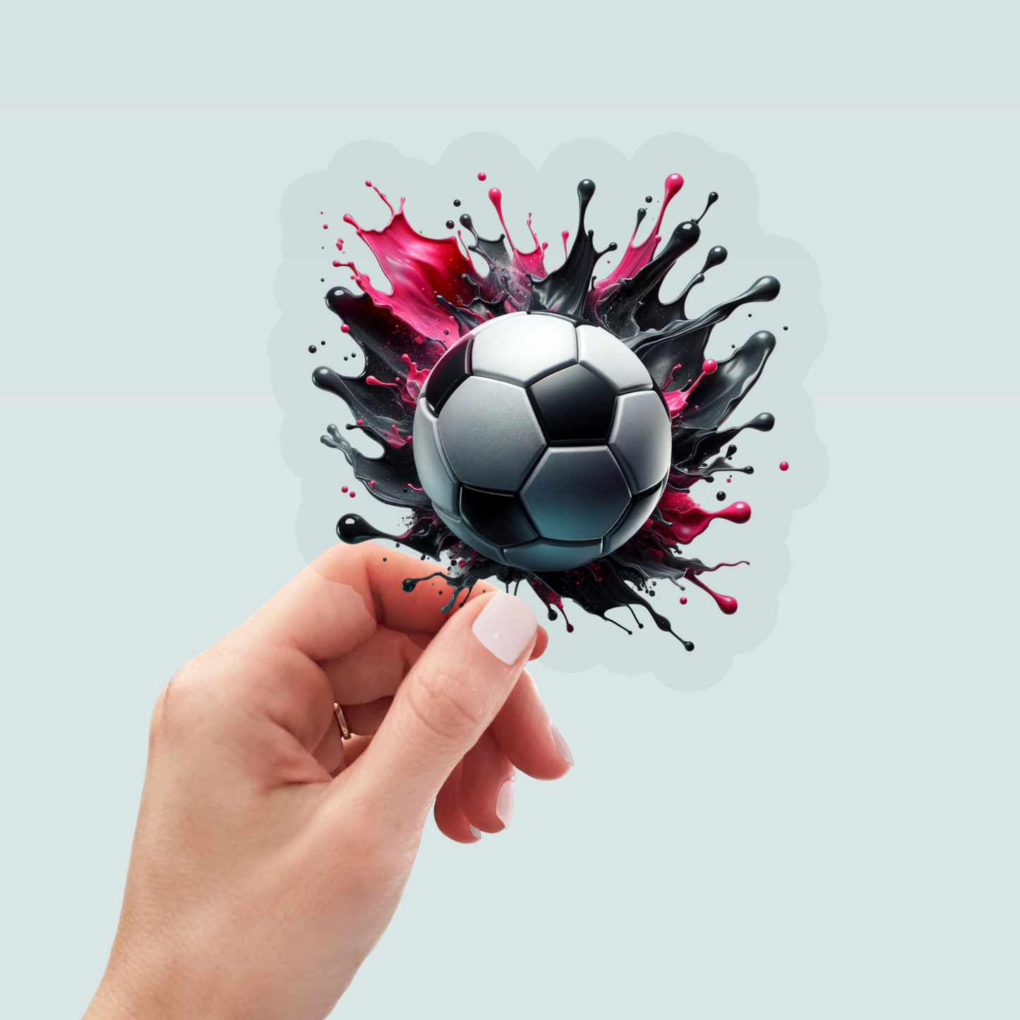 Bügelbild "Fußball schwarz pink" in 6 verschiedenen Größen