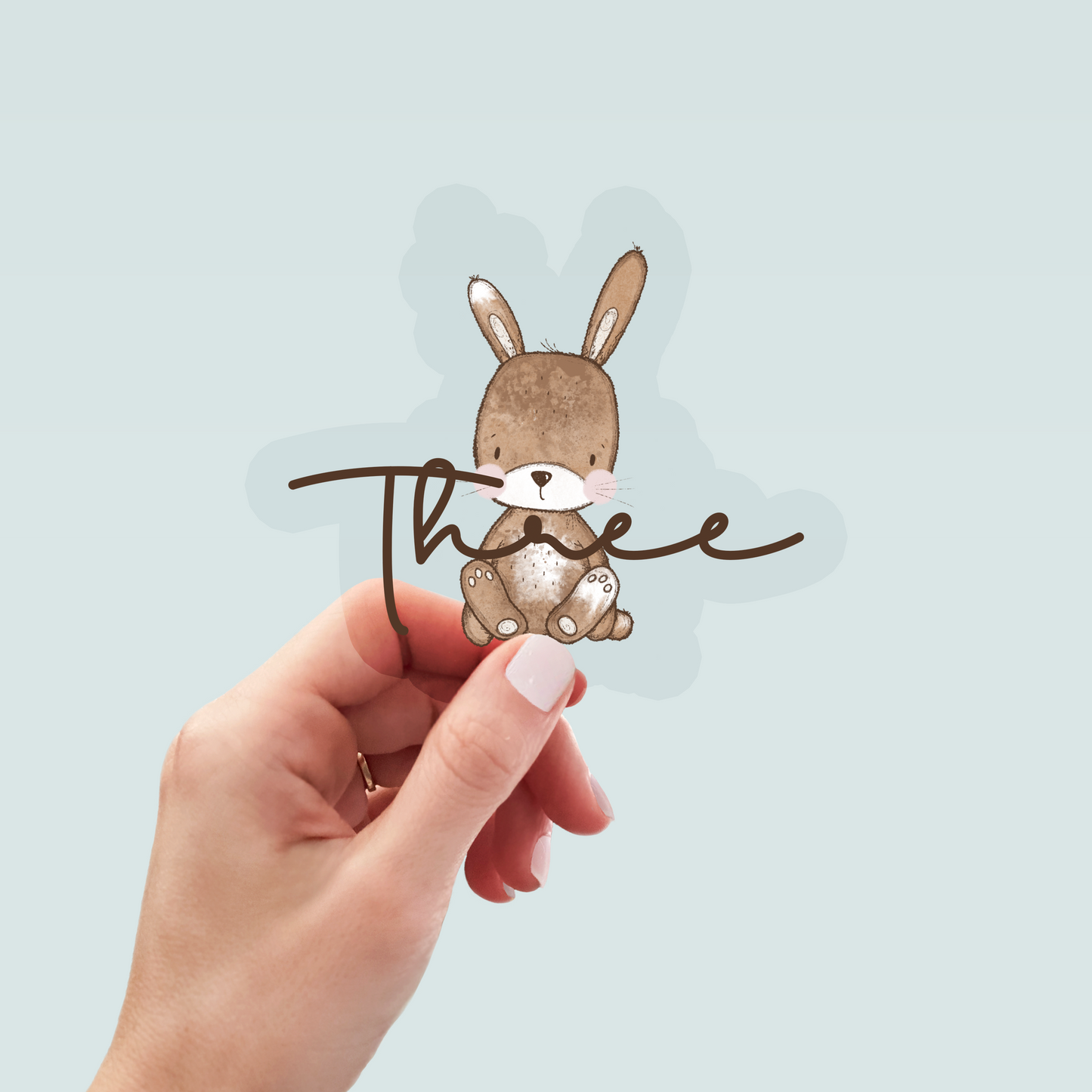 Bügelbild "Geburtstagszahl Three Hase" in 6 verschiedenen Größen