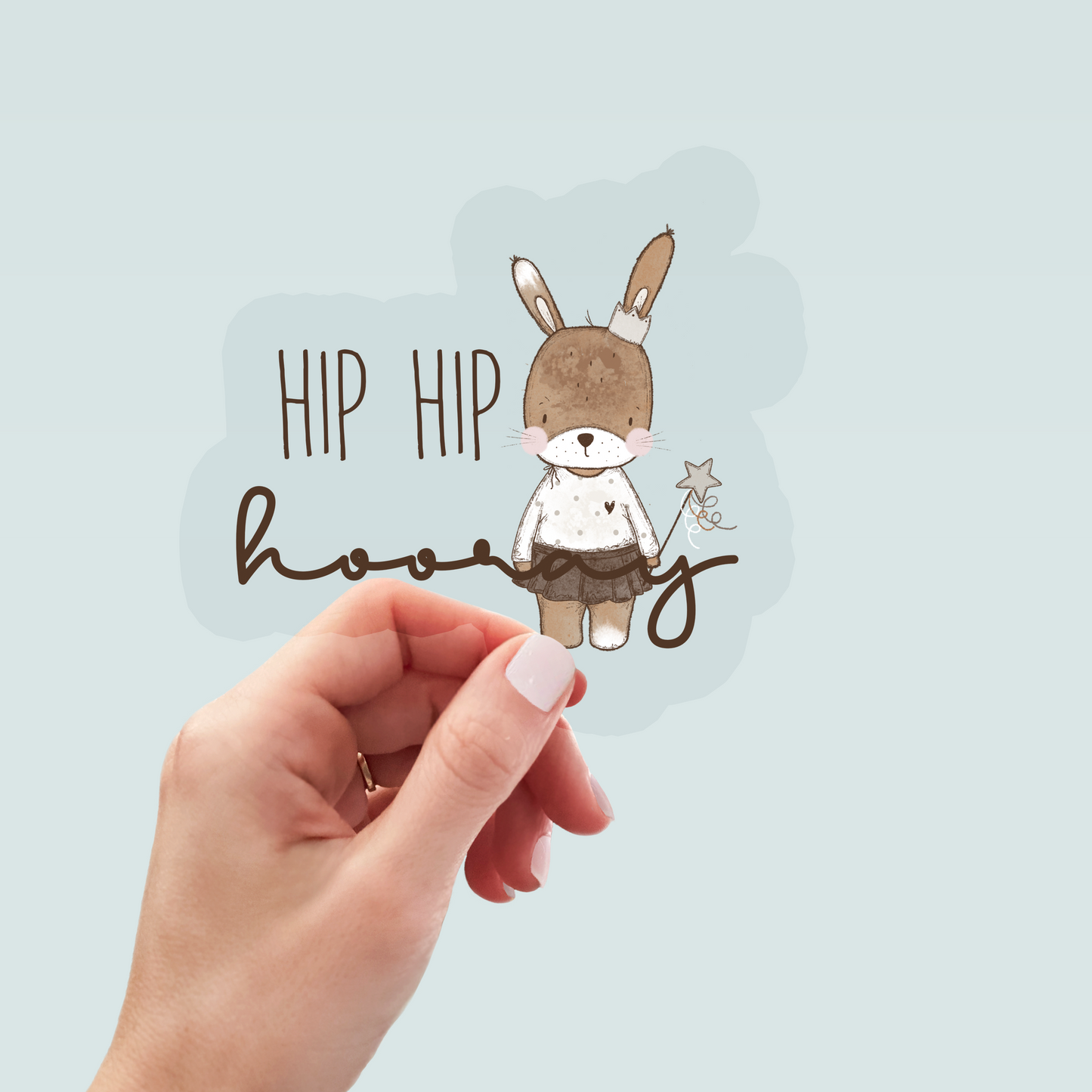 Bügelbild "Hip Hip Hooray Hase" in 6 verschiedenen Größen