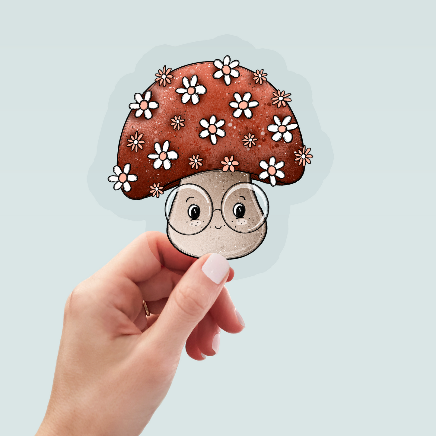 Bügelbild "Pilz mit Blumen" in 6 verschiedenen Größen