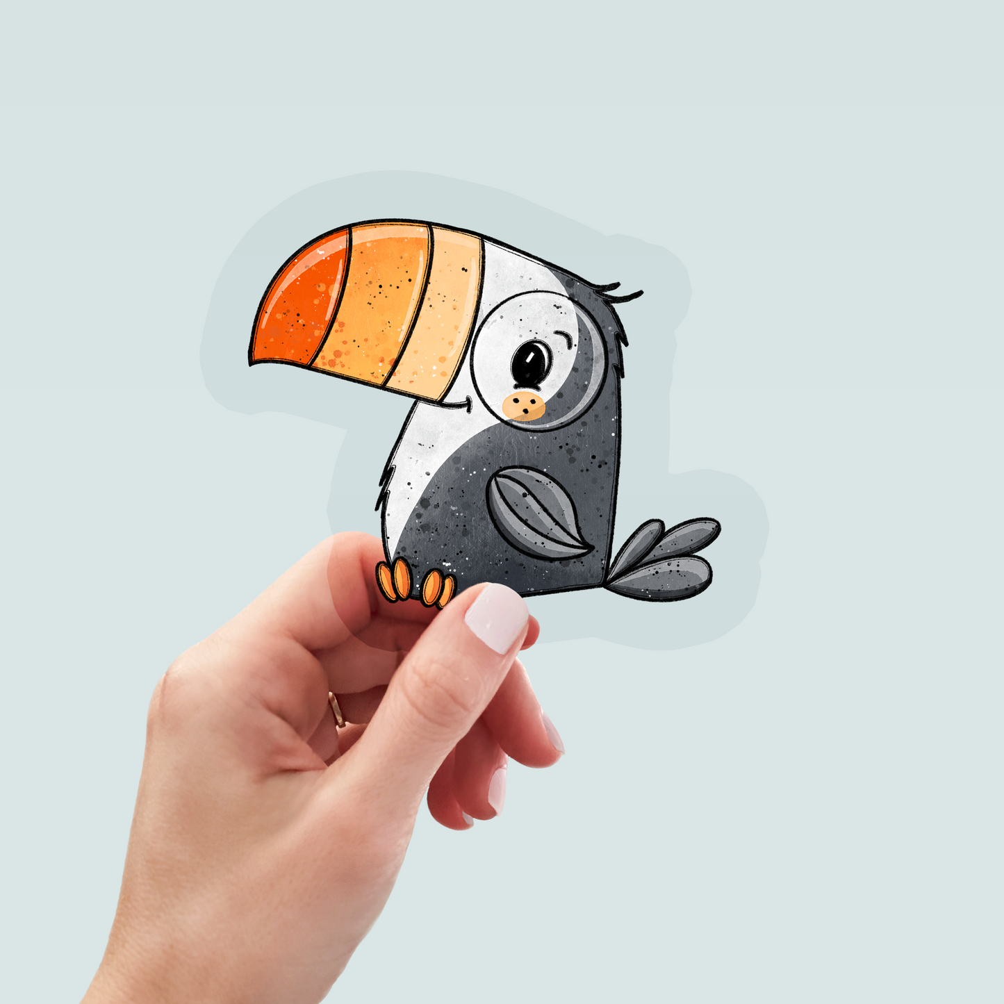 Bügelbild "Tucan mit Brille grey" in 6 verschiedenen Größen