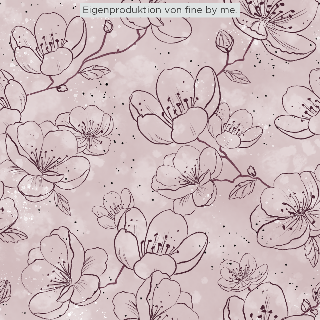 Lagerware: Bio Jersey „Sakura lilac“ exklusive Eigenproduktion Bio Jersey, 95% Baumwolle, 5% Elasthan, 210g/m², Länge:
