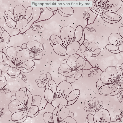 Lagerware: Bio Jersey „Sakura lilac“ exklusive Eigenproduktion Bio Jersey, 95% Baumwolle, 5% Elasthan, 210g/m², Länge: