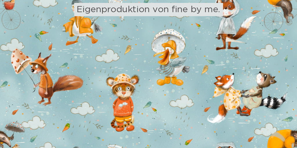 Lagerware: Bio Sommersweat „Spaß im Regen“ exklusive Eigenproduktion Bio Sommersweat, 95% Baumwolle, 5% Elasthan,
